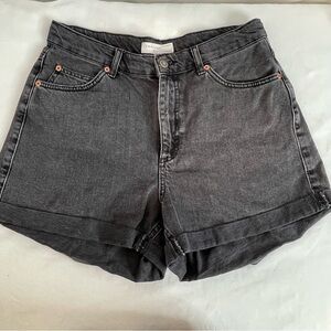 Topshop Faded Black Denim Mom Shorts US 10